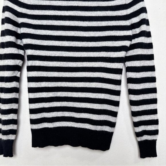 Lord And Taylor Womens Small Cashmere Black and White Striped Sweater - Picture 9 of 10